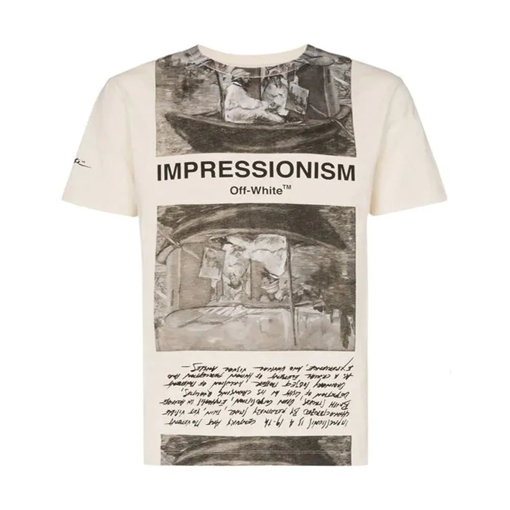 OFF-WHITE Newspaper Impressionism Tee White sold by PLUS