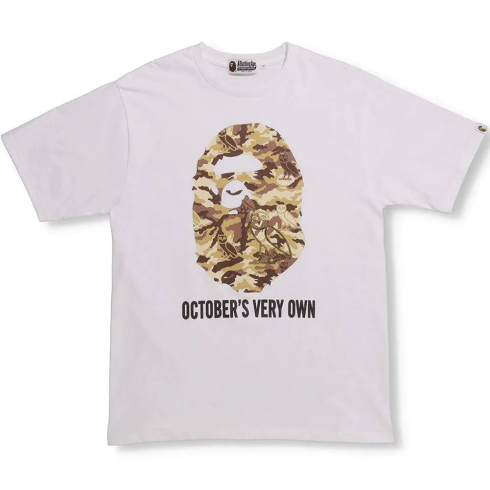 OVO x BAPE Ape Head Desert Camo T-Shirt White sold by PLUS