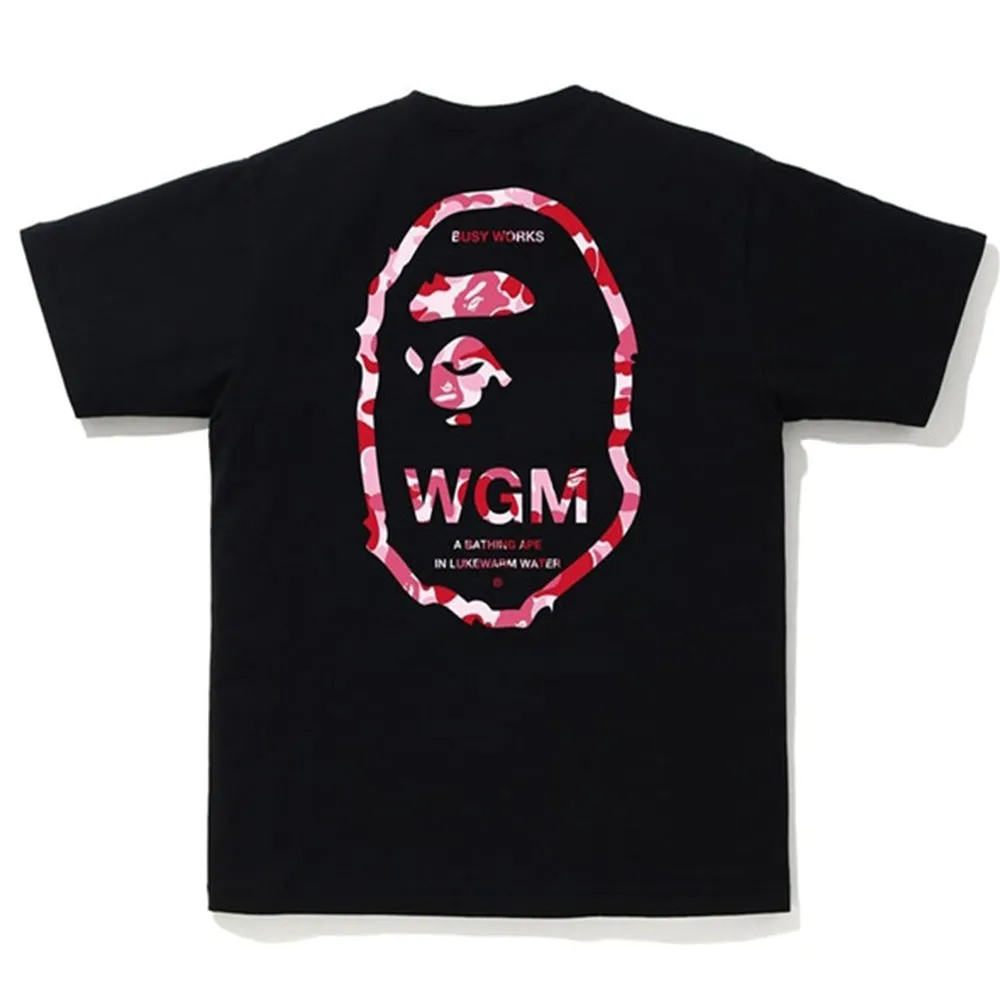 BAPE ABC Camo WGM Ape Head Tee Black/Pink sold by PLUS