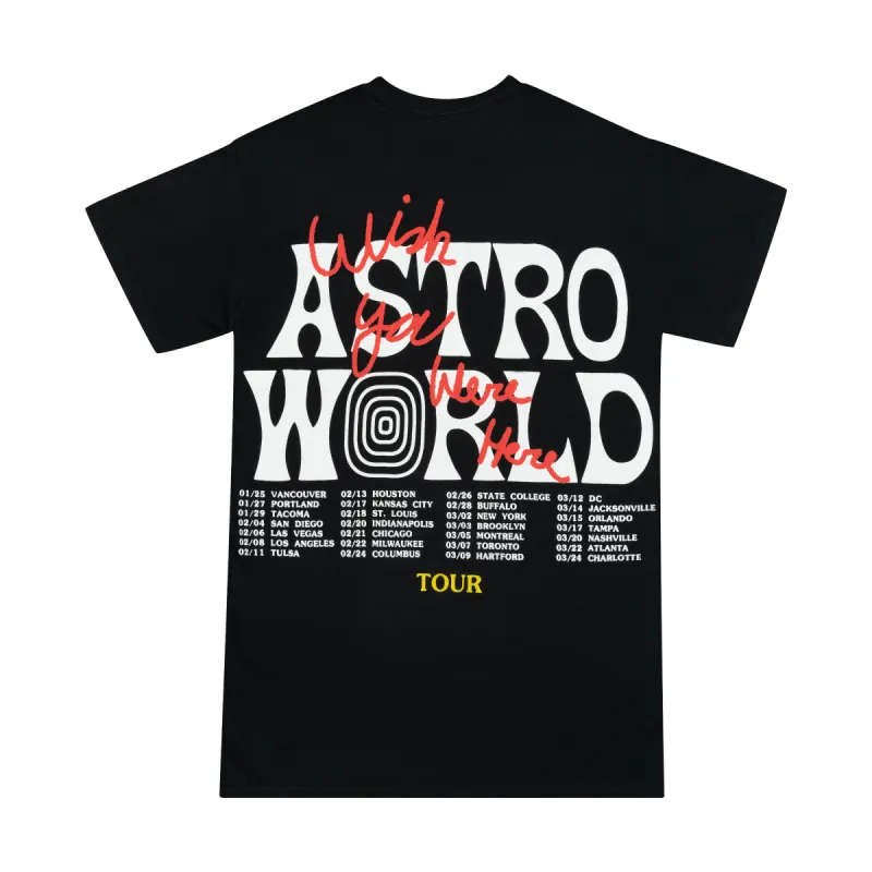 Travis Scott Astroworld Wish You Were Here Tee Black made by PLUS