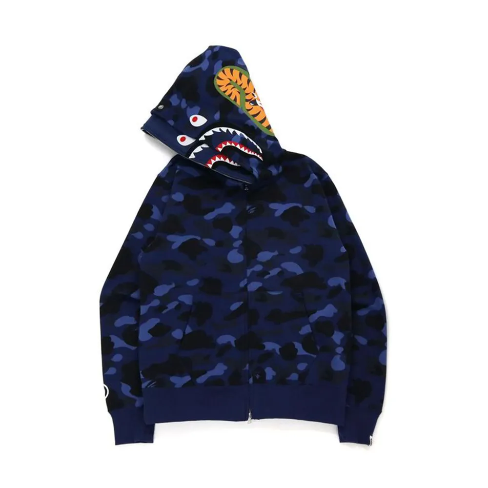 BAPE Color Camo Shark Wide Fit Full Zip Double Hoodie Navy sold by PLUS product image thumbnail 2