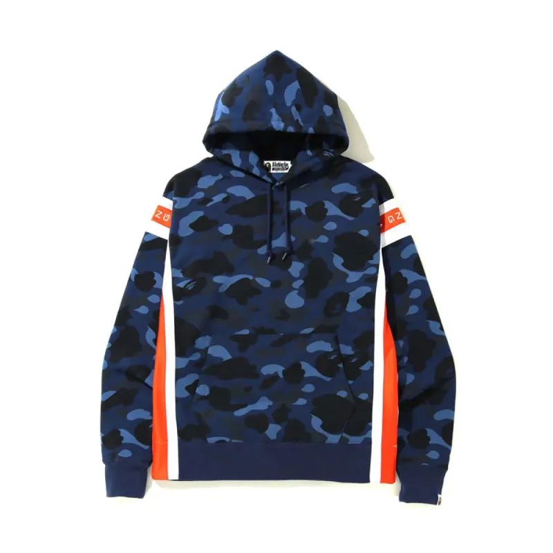 Bape Color Camo Logo Tape Pullover Hoodie Navy sold by PLUS