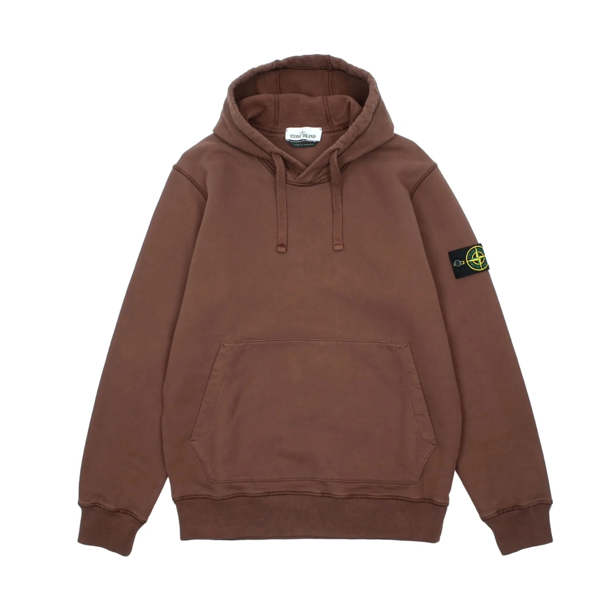 Stone Island Brushed Cotton Fleece Hooded Sweatshirt Mahogany Brown sold by PLUS