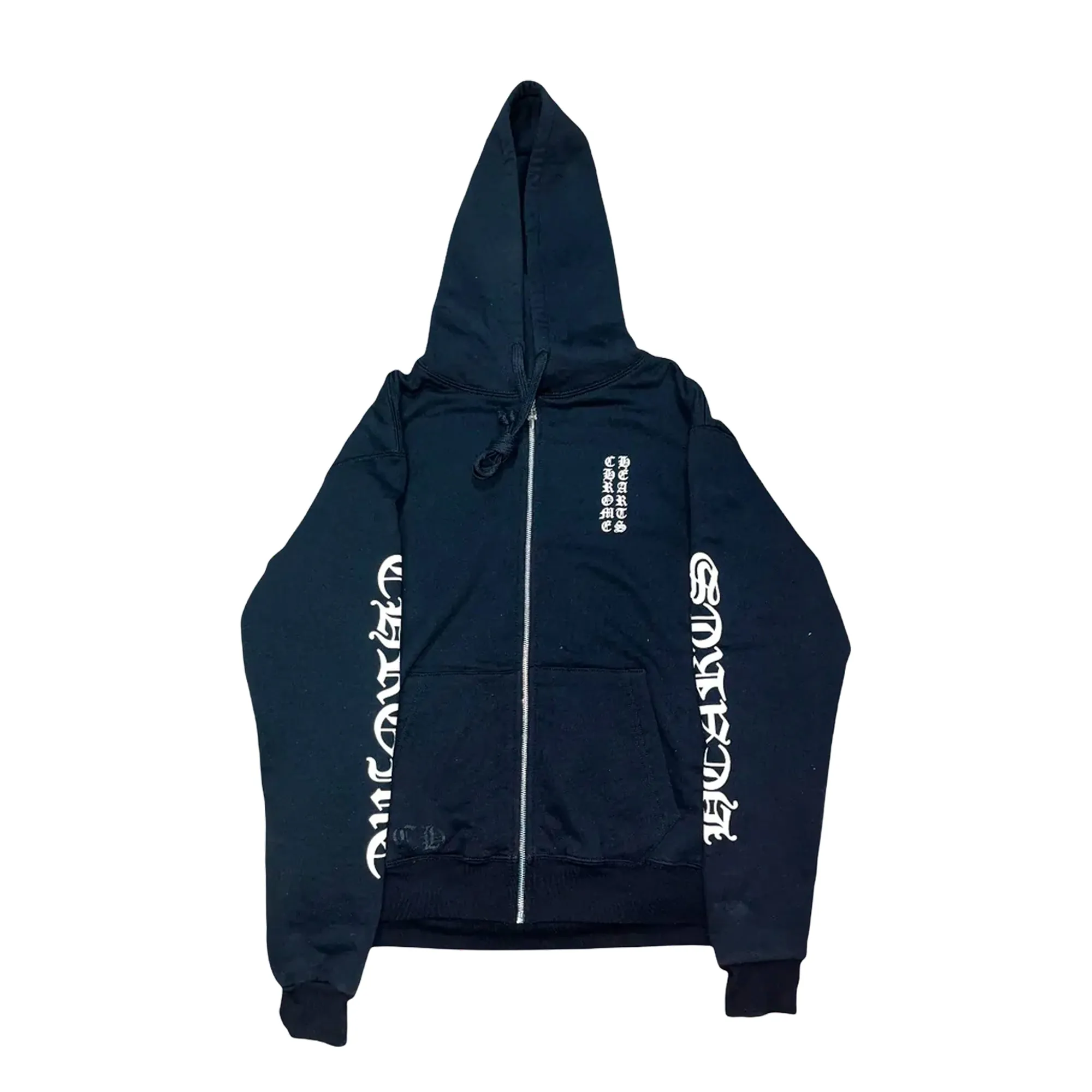 Chrome Hearts Vertical Logo Thermal Lined Zip Hoodie Black/White sold by PLUS