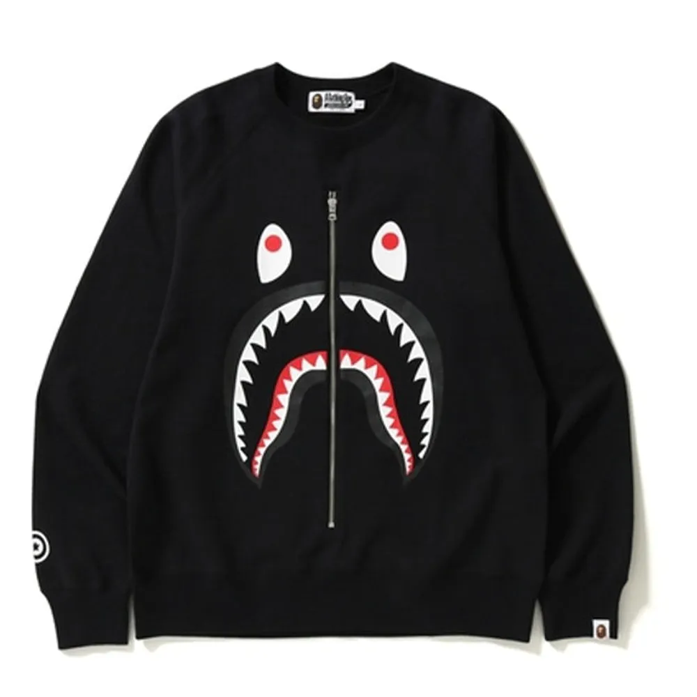 BAPE Shark Metal Zip Crewneck Black sold by PLUS