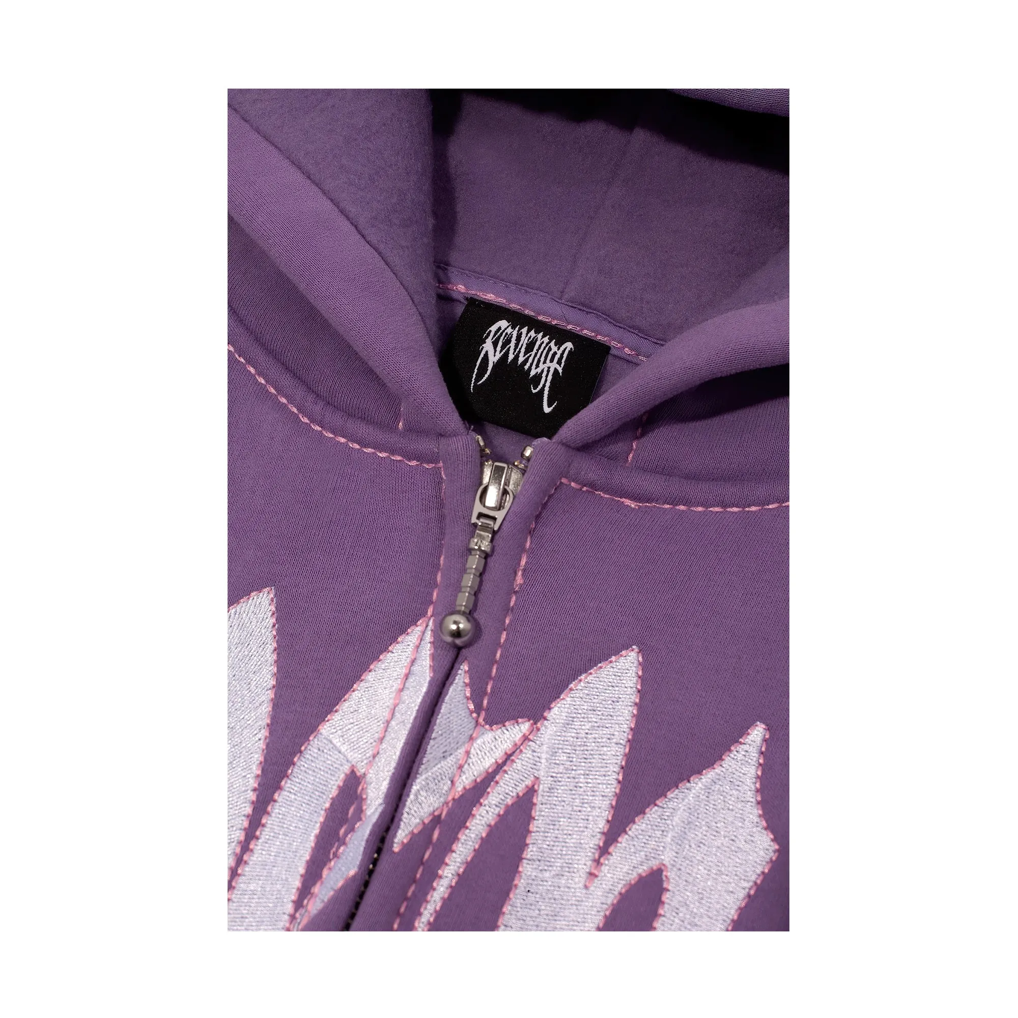 REVENGE Contrast Embroidered ジップ パーカー○関送無料○ Revenge Contrast Stitch Embroidered Zip Hoodie Navy/Silver