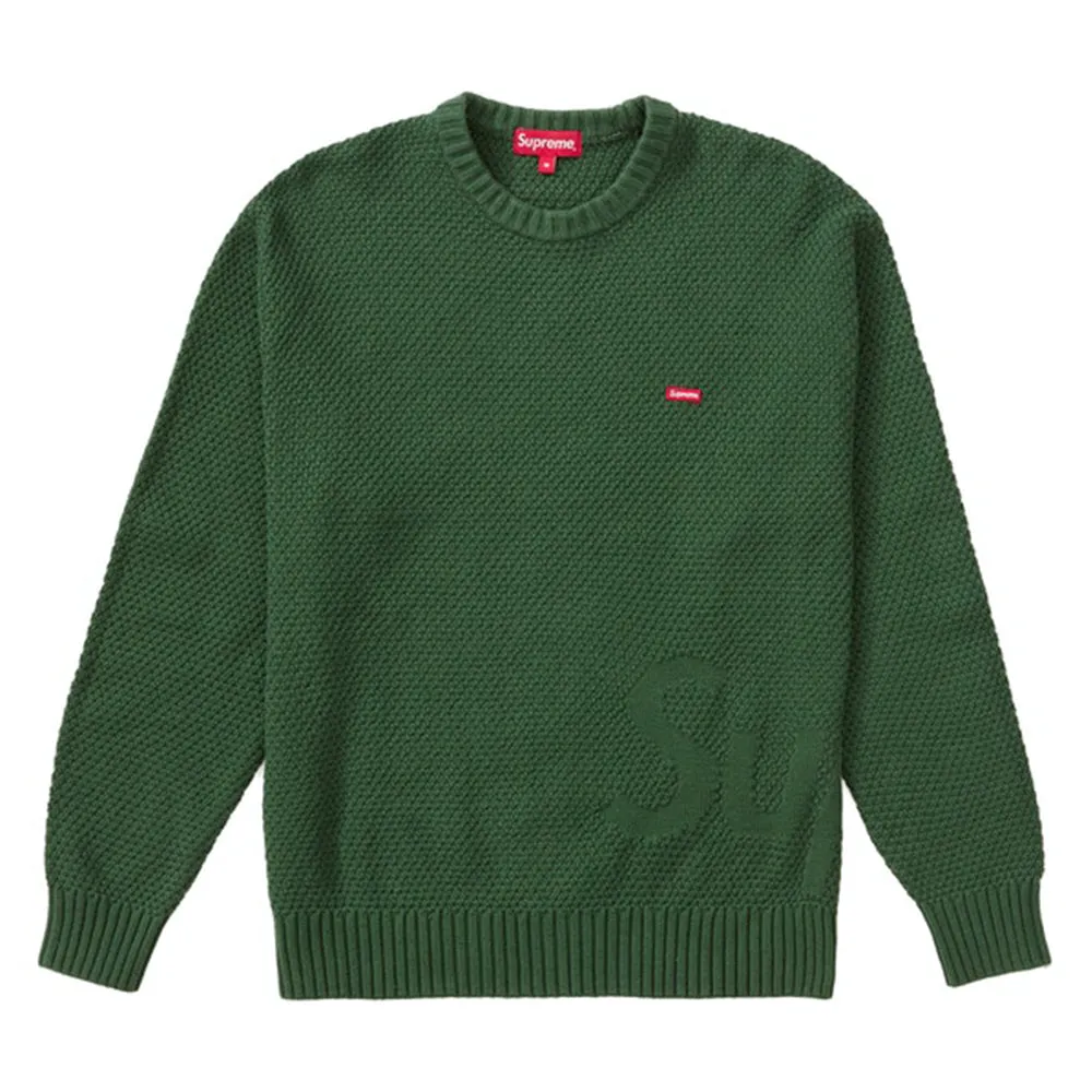 Supreme Textured Small Box Sweater Green sold by PLUS