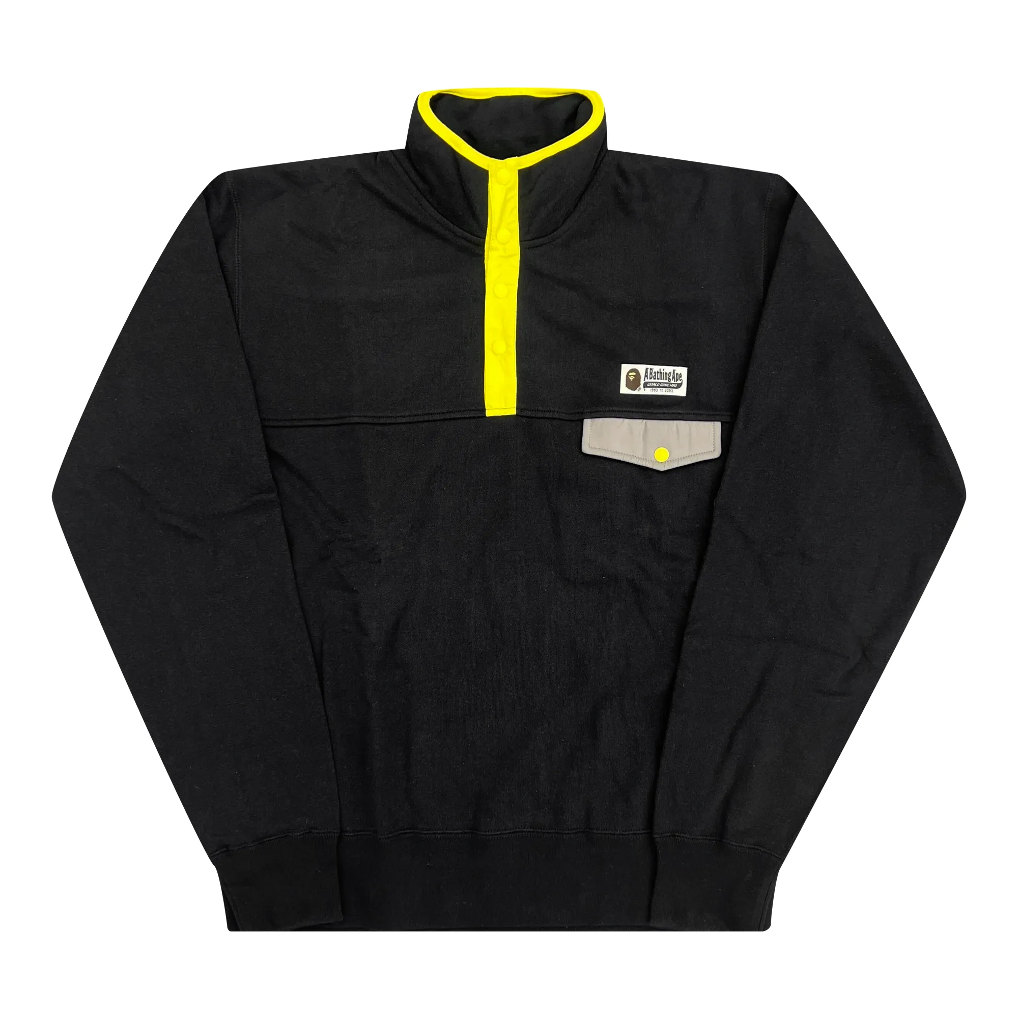 Bape Collared Wide Sweater Black/Yellow sold by PLUS