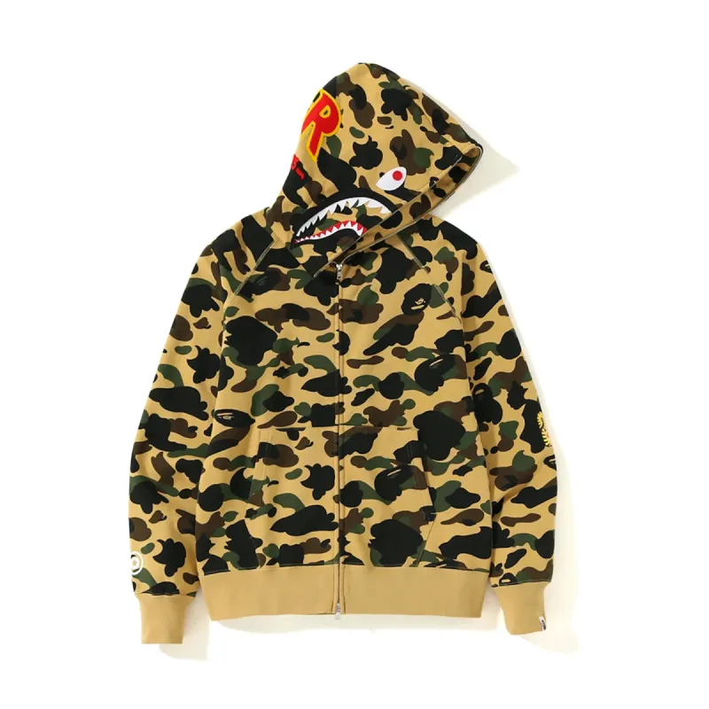 Bape 1st Camo PONR Shark Full Zip Hoodie Yellow sold by PLUS