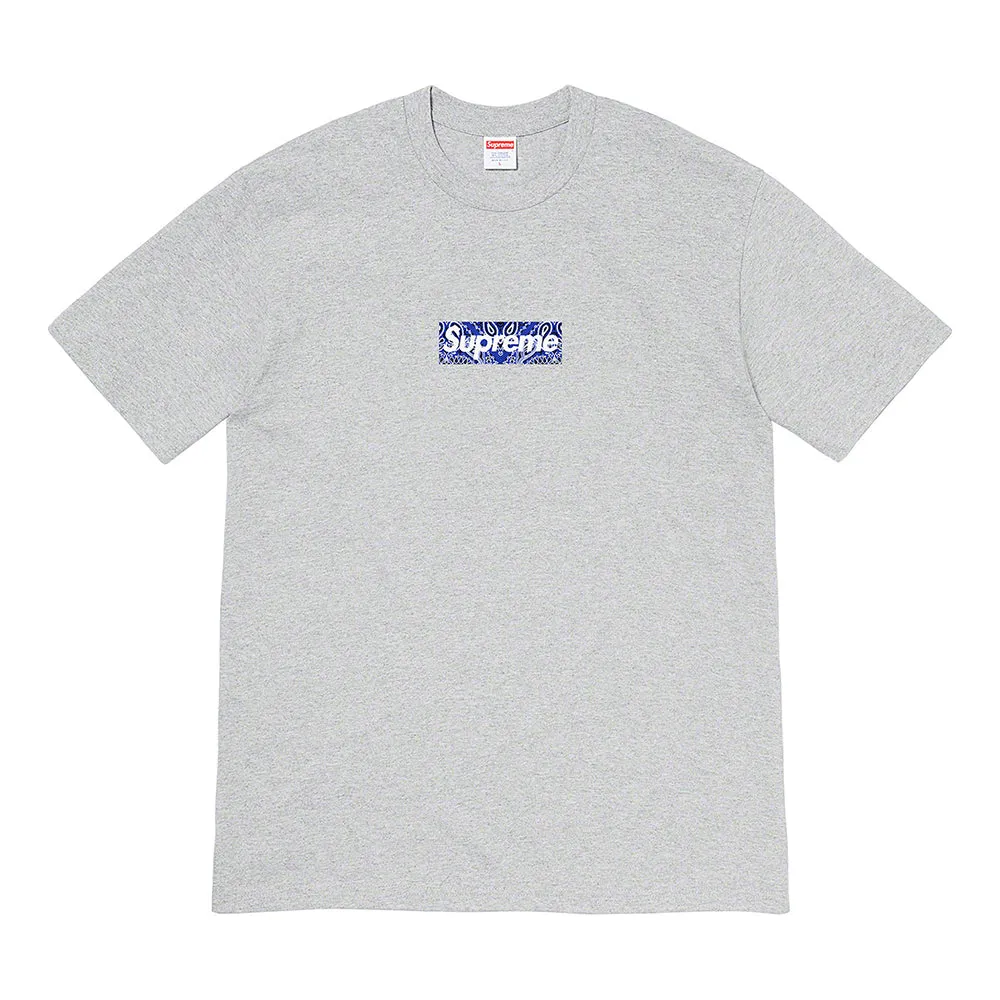 Supreme Bandana Box Logo Tee Heather Grey sold by PLUS