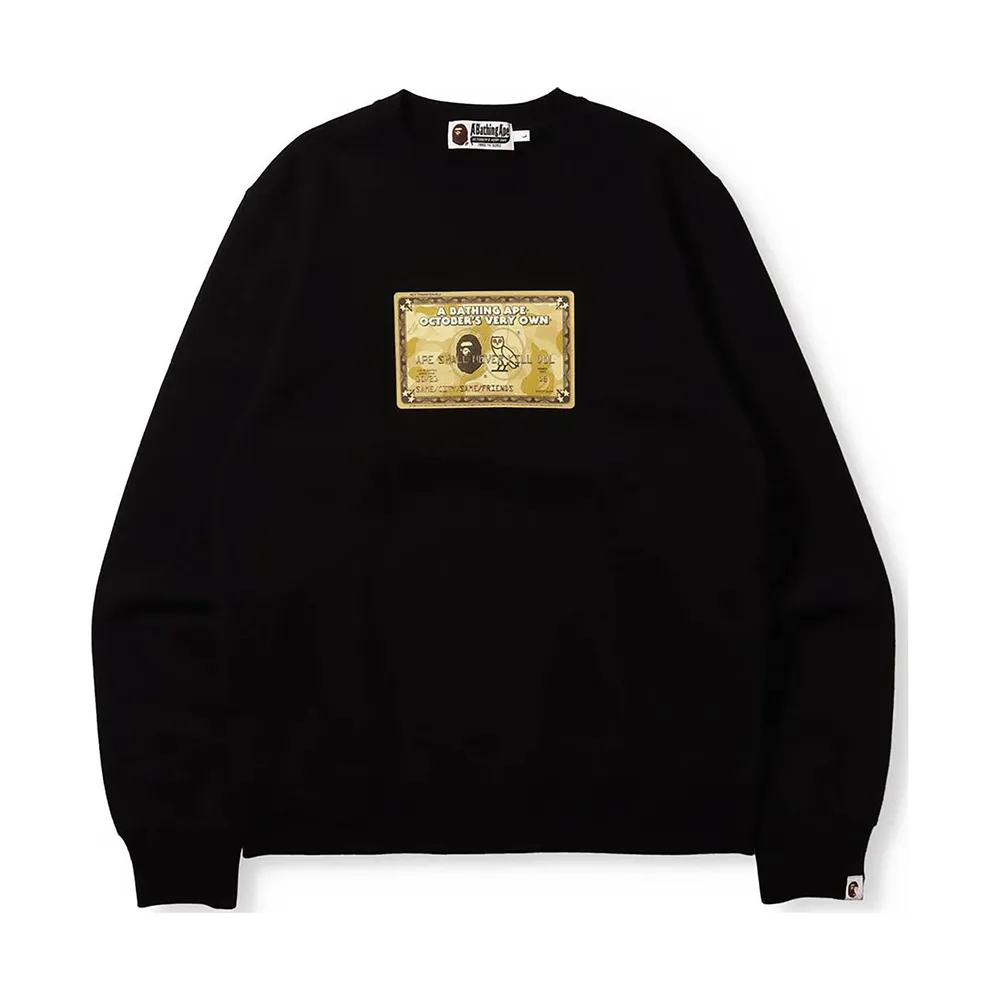 BAPE x OVO Card Crewneck Black sold by PLUS