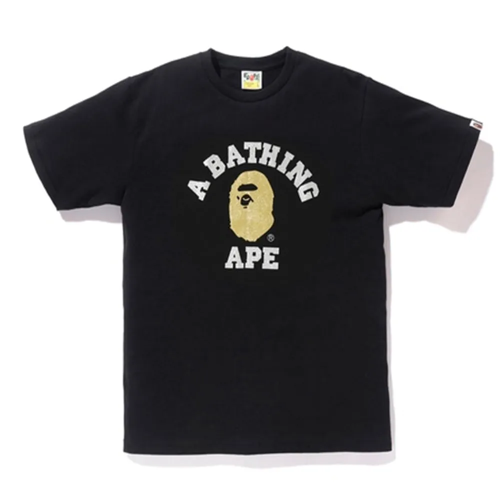 BAPE Glitter College Tee Black/Gold sold by PLUS