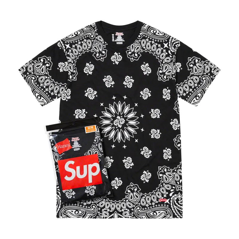 Supreme Hanes Bandana Tagless Tees Black (2 Pack) sold by PLUS