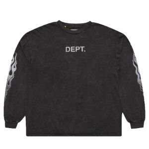 Gallery Dept. Flames L/S T-Shirt Washed Black sold by PLUS