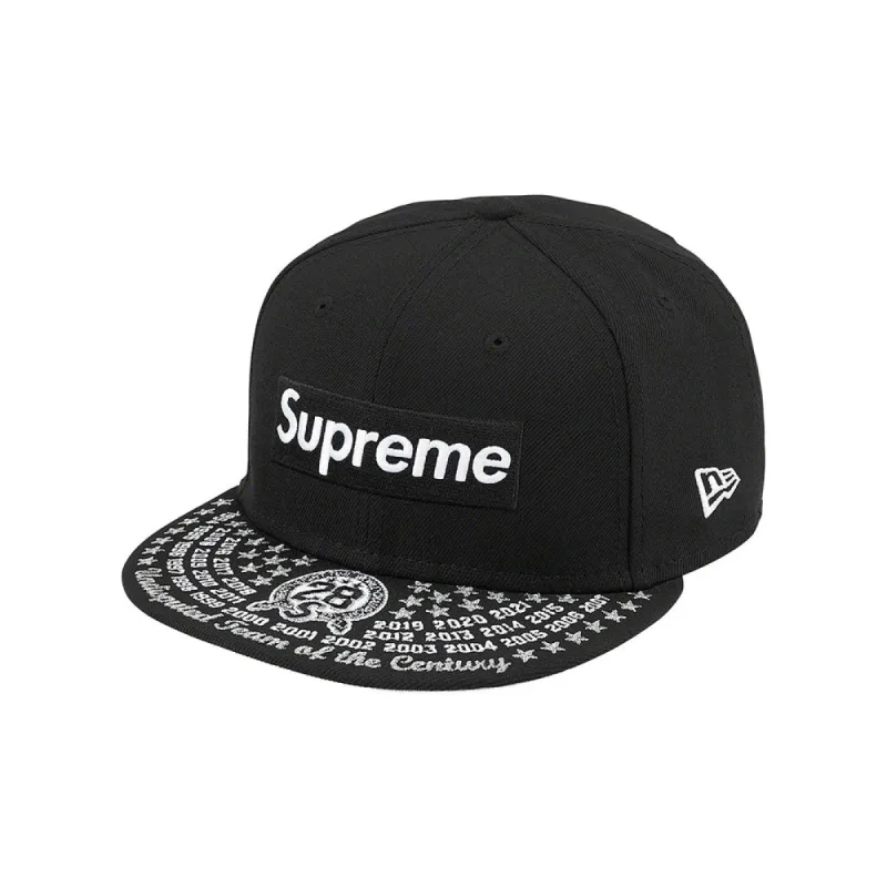 Supreme Undisputed Box Logo New Era Fitted Hat Dark Navy