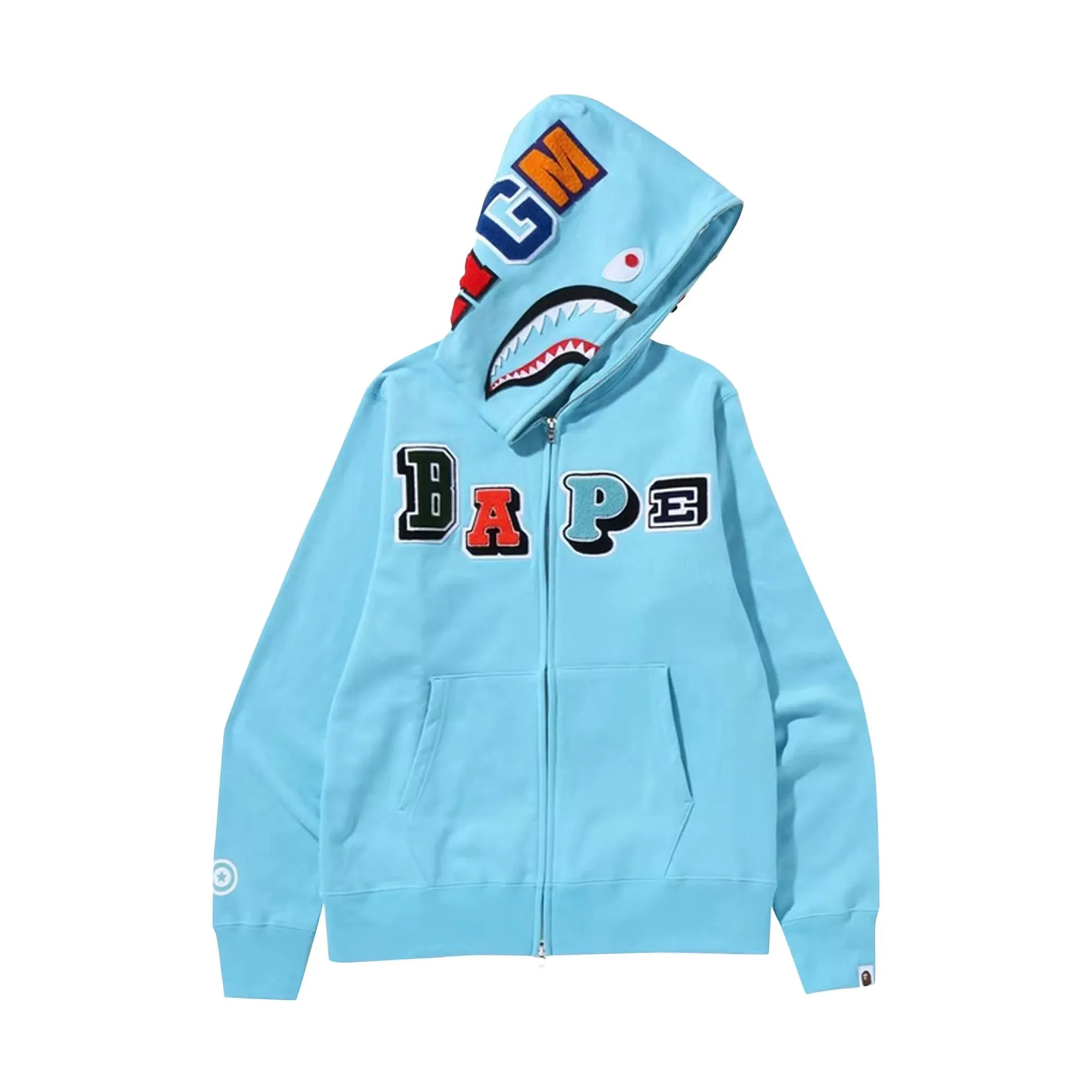 Bape Multi Fonts Shark Full Zip Hoodie Sax Blue sold by PLUS
