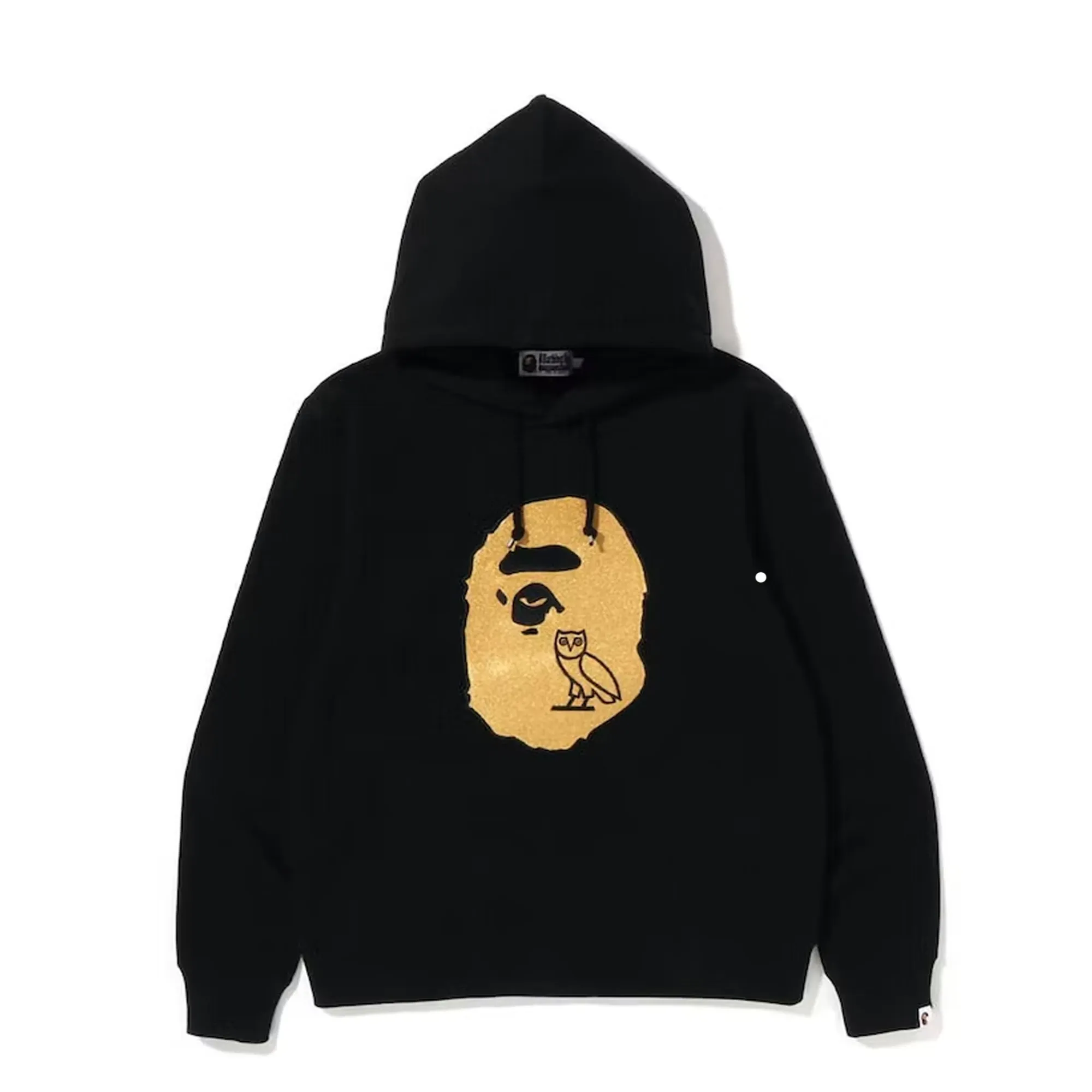 BAPE x OVO Ape Head Pullover Hoodie Black Gold sold by PLUS