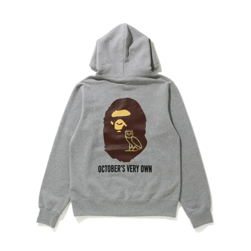 BAPE x OVO Pullover Hoodie Grey made by PLUS