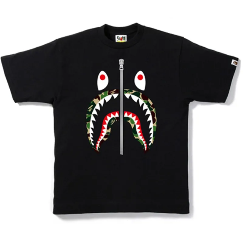 BAPE ABC Camo Silver Zip Shark Tee Black/Green sold by PLUS
