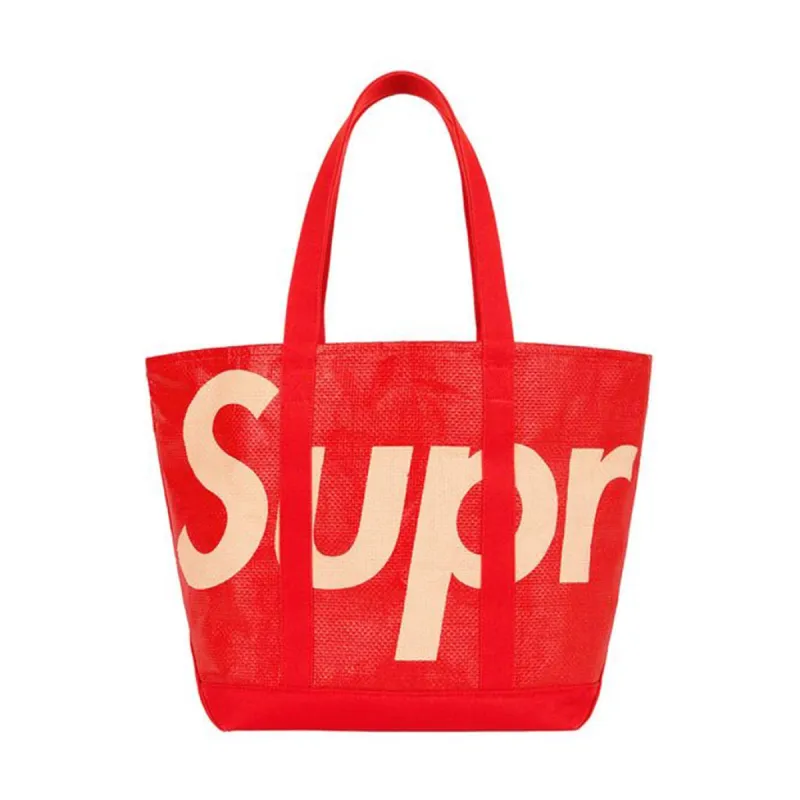 Supreme Raffia Tote Red sold by PLUS