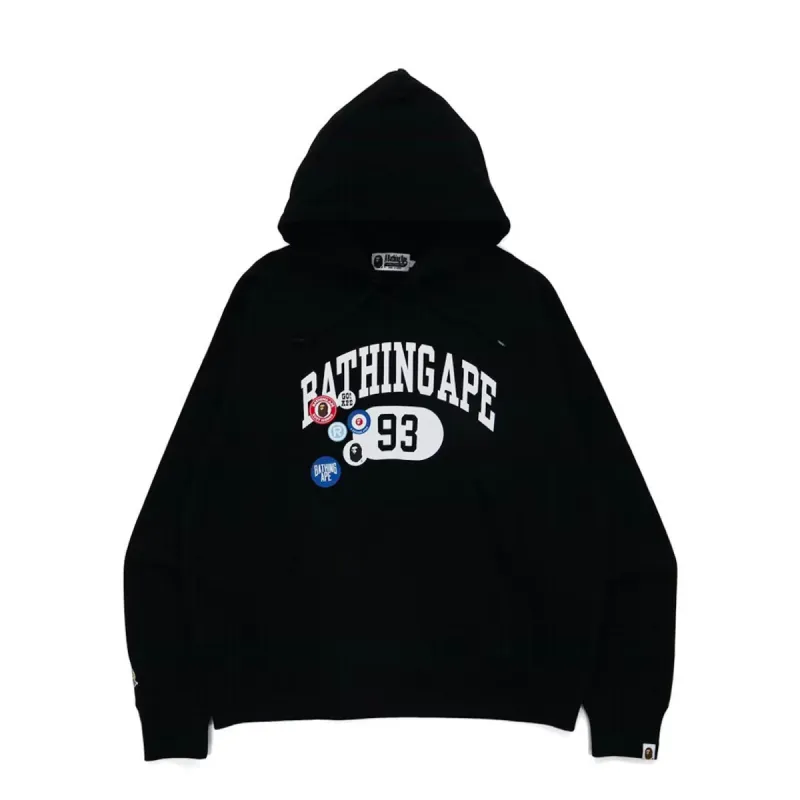 Bape Badge Motif Loose Fit Pullover Hoodie Black sold by PLUS