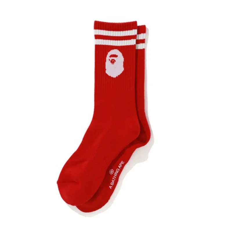 BAPE Ape Head Socks (FW19) Red sold by PLUS