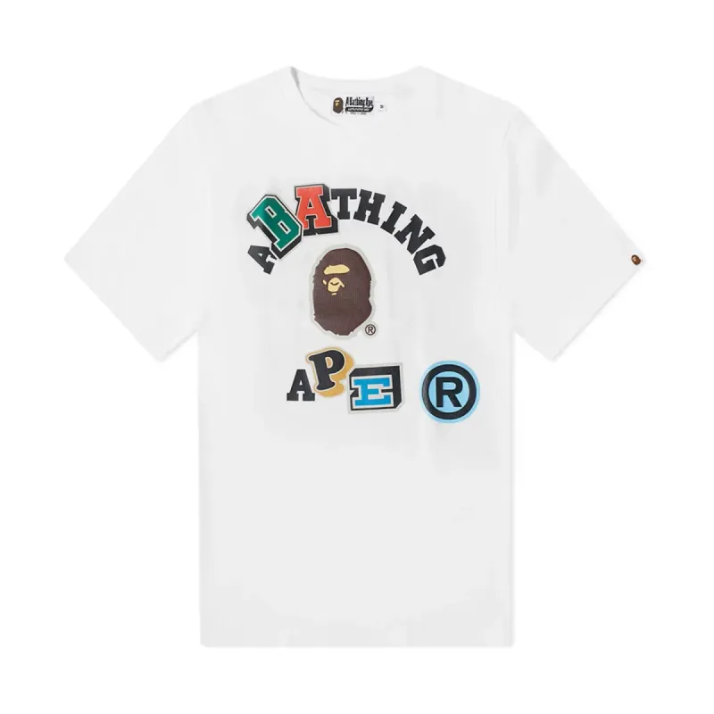 Bape Multi Fronts Relaxed Fit College Tee White sold by PLUS