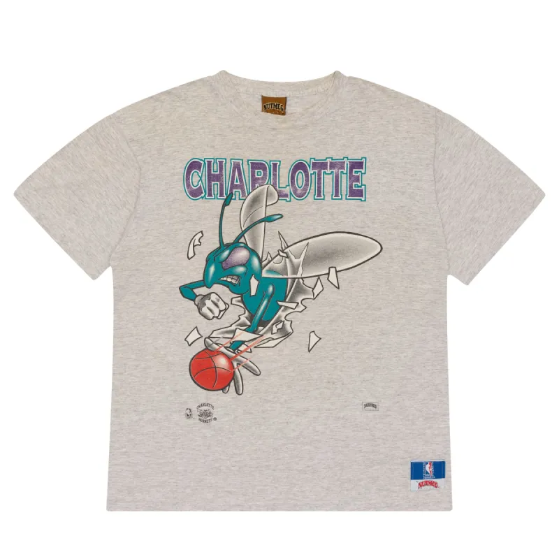 Charlotte Hornets Nutmeg Double-Sided 90s NBA Tee Grey sold by PLUS