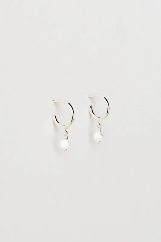 Pearl Charm Hoops, Sterling Silver sold by Naomi Murrell