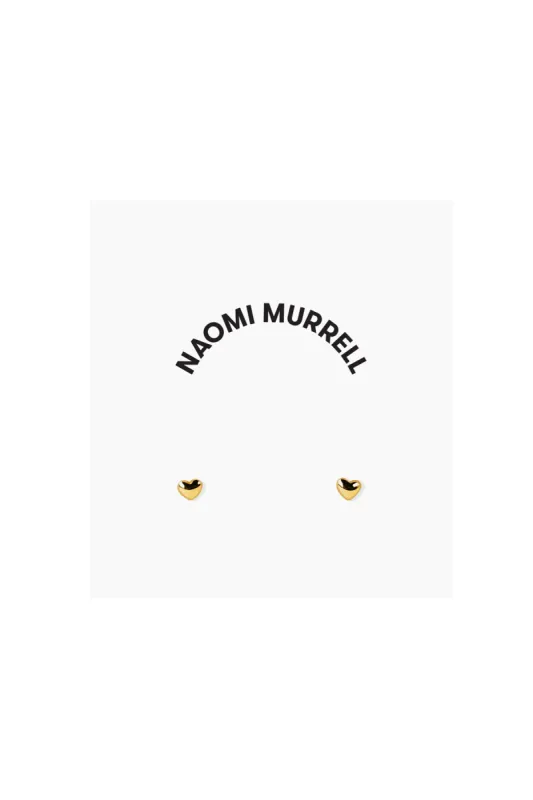 Puffy Heart Studs, Golden Brass sold by Naomi Murrell