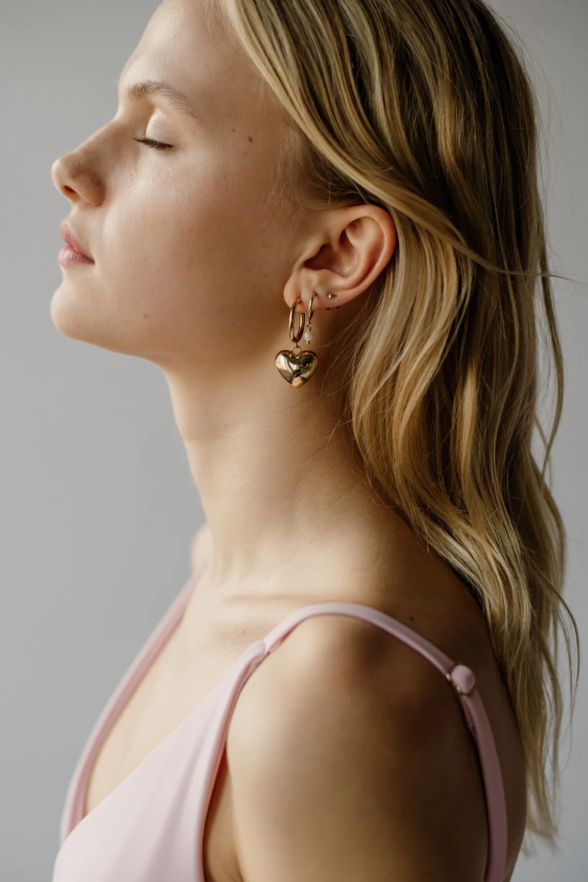 Puffy Heart Studs, Golden Brass sold by Naomi Murrell product image thumbnail 4