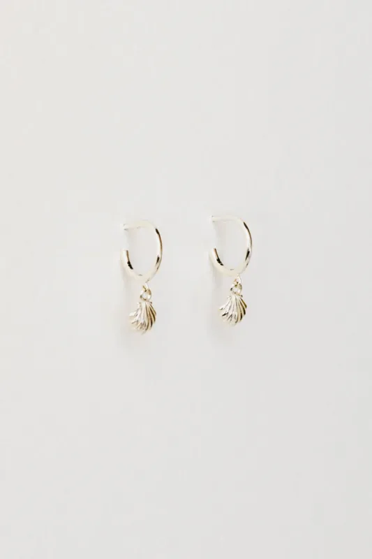 Seashell Charm Hoops, Sterling Silver sold by Naomi Murrell