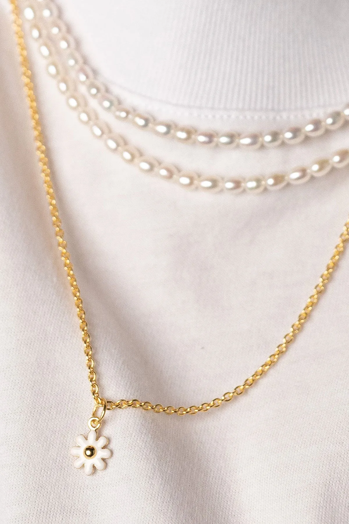 Daisy Cakes Charm Necklace, Gold Plate & Enamel sold by Naomi Murrell product image thumbnail 3