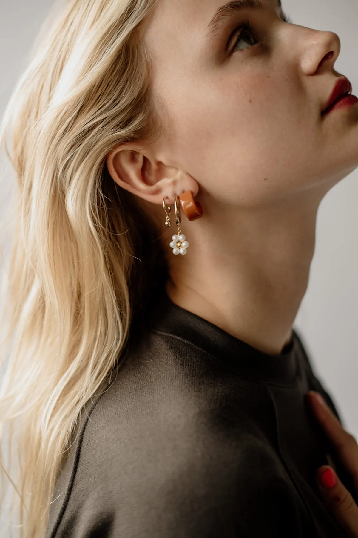 Ball Charm Hoops, Golden Brass sold by Naomi Murrell product image thumbnail 2