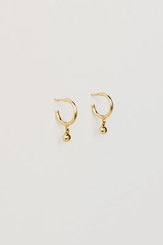 Ball Charm Hoops, Golden Brass sold by Naomi Murrell