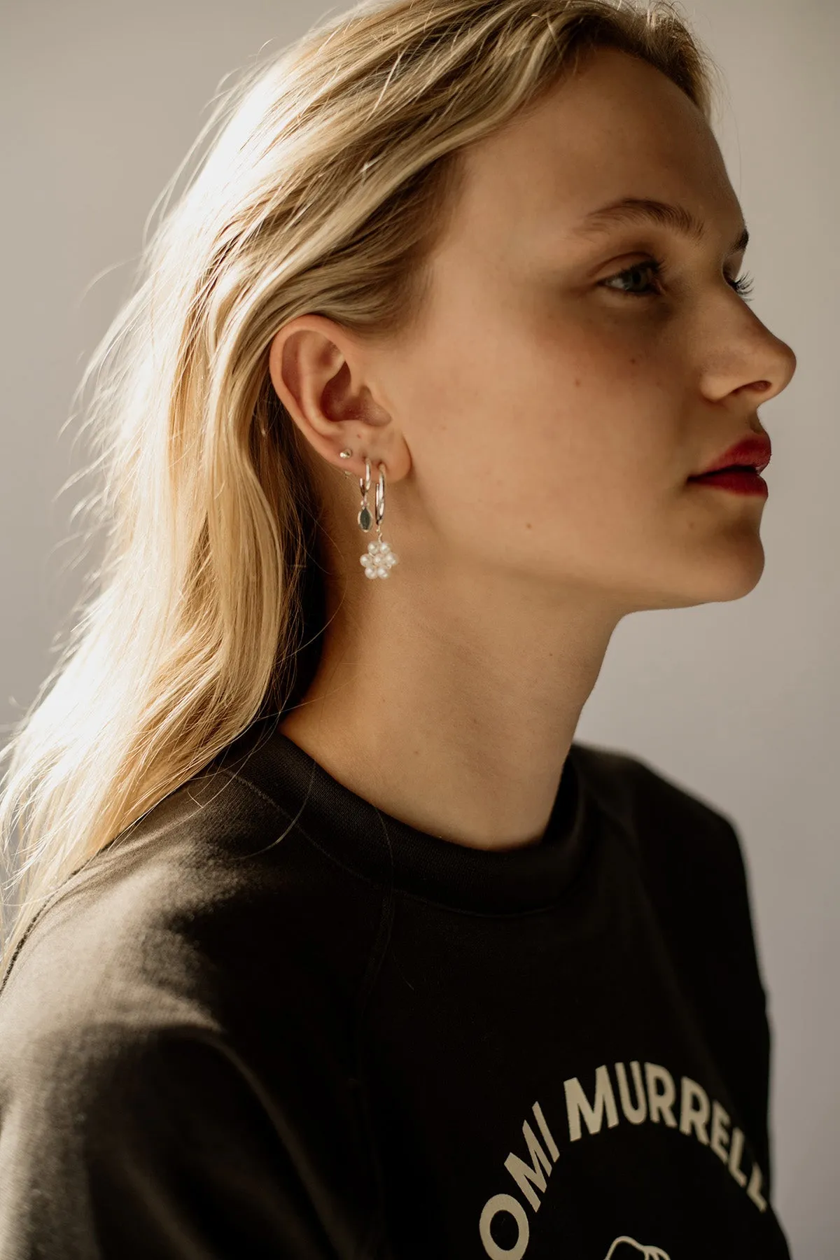 Pearl Daisy Hoops, Sterling Silver sold by Naomi Murrell product image thumbnail 5