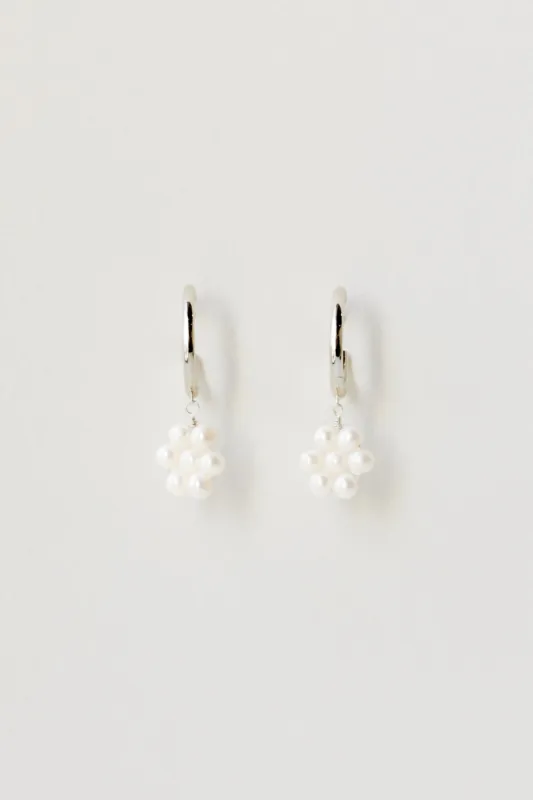 Pearl Daisy Hoops, Sterling Silver sold by Naomi Murrell
