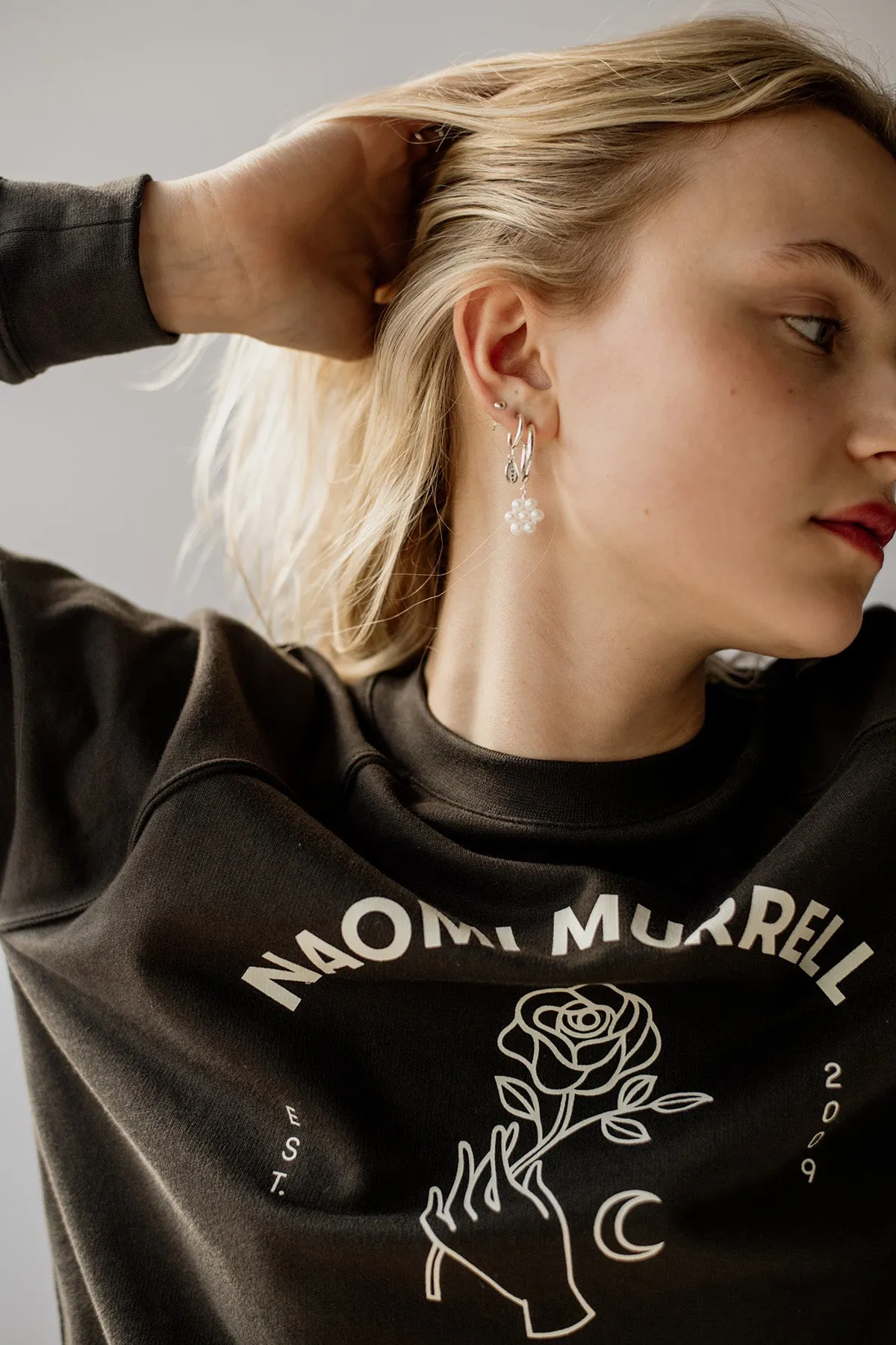 Pearl Daisy Hoops, Sterling Silver sold by Naomi Murrell product image thumbnail 3