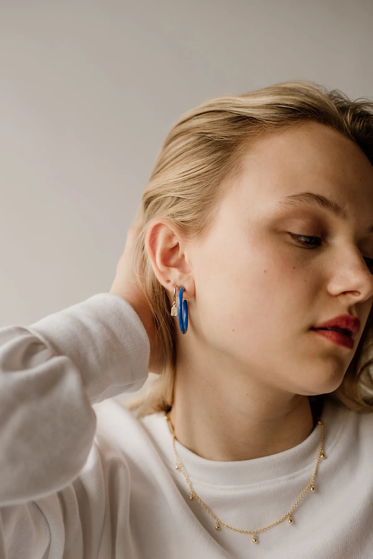 Sunrise Charm Hoops, Golden Brass sold by Naomi Murrell product image thumbnail 4