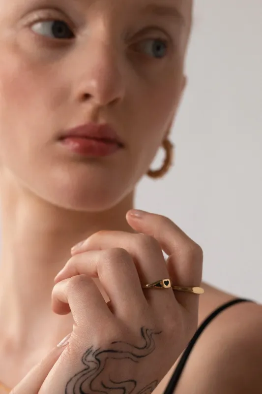 Heart Signet Ring, Golden Brass sold by Naomi Murrell