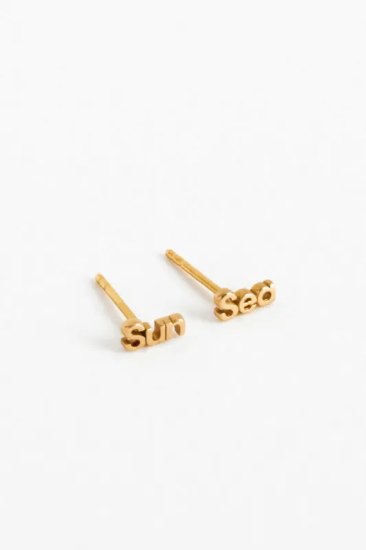 Sun + Sea Studs, Golden Brass sold by Naomi Murrell