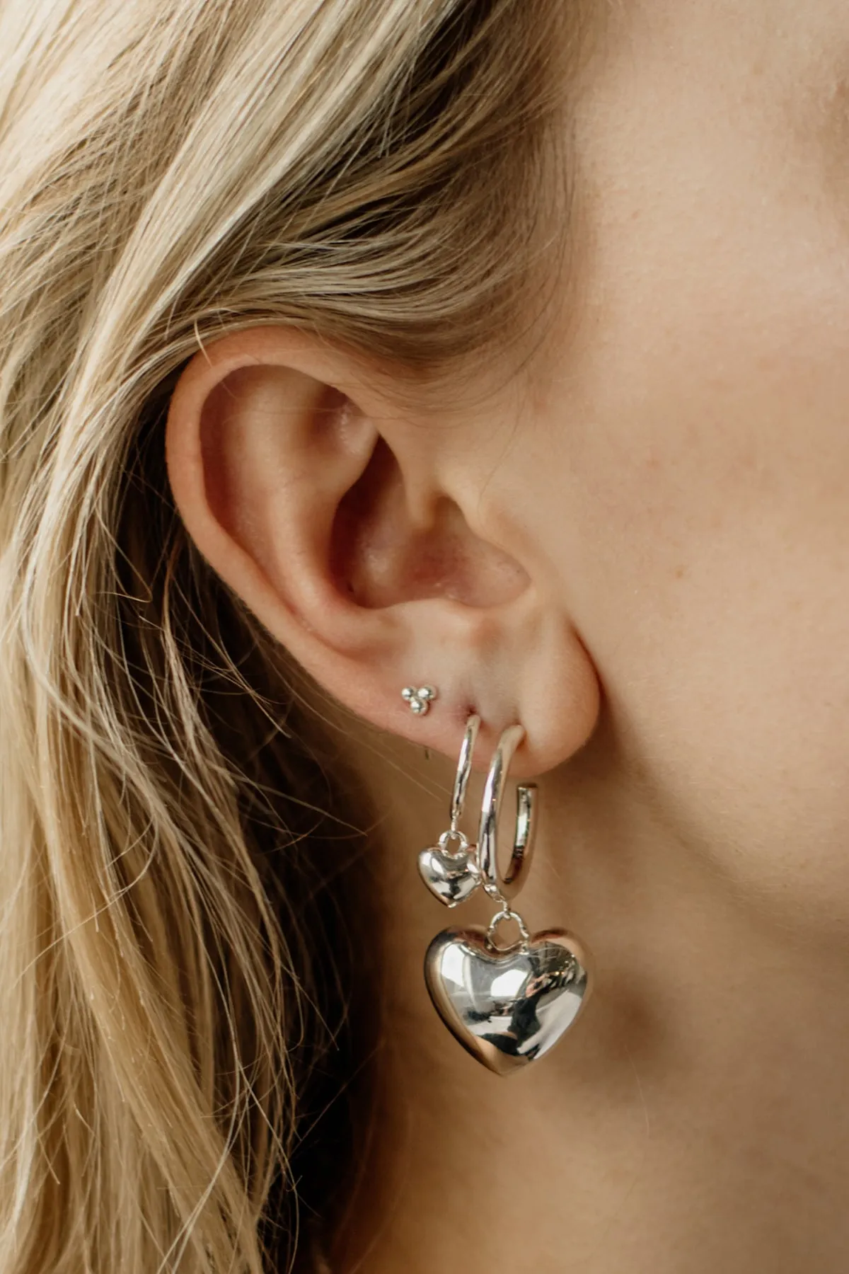 Puffy Heart Charm Hoops, Sterling Silver sold by Naomi Murrell product image thumbnail 2