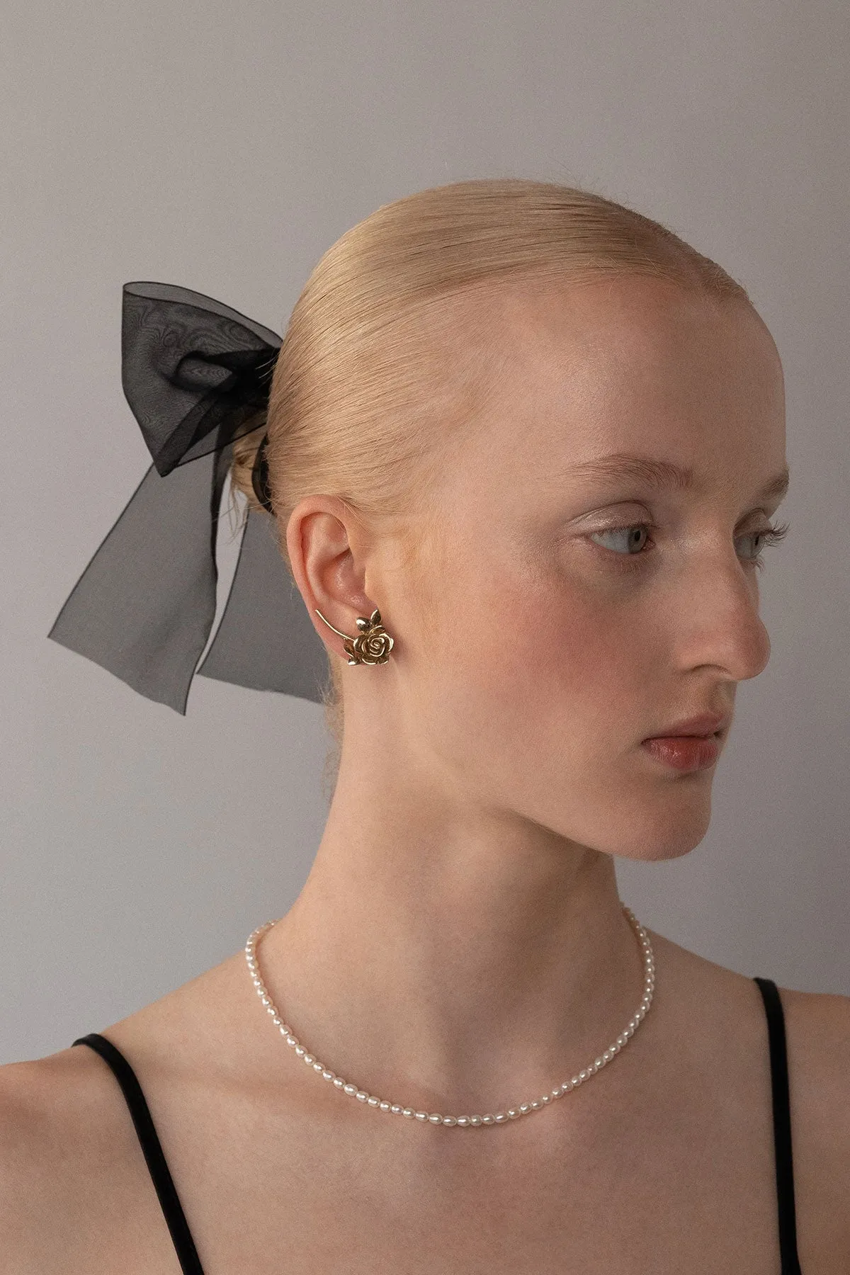 Rose Ear Climber Studs, Golden Brass sold by Naomi Murrell product image thumbnail 3