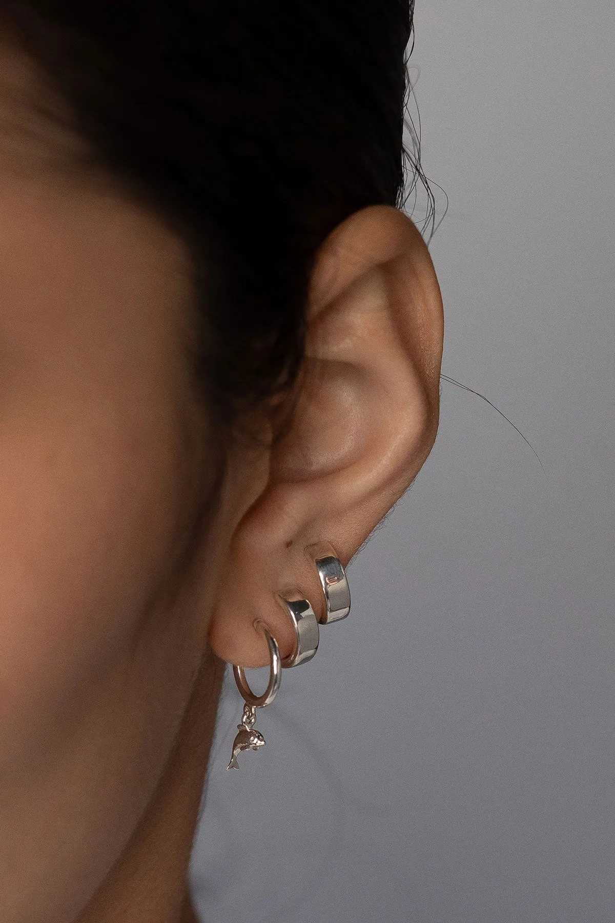 Dolphin Charm Hoops, Sterling Silver<br>(Special Order) sold by Naomi Murrell product image thumbnail 2