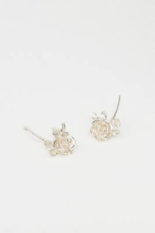 Rose Ear Climber Studs, Sterling Silver sold by Naomi Murrell