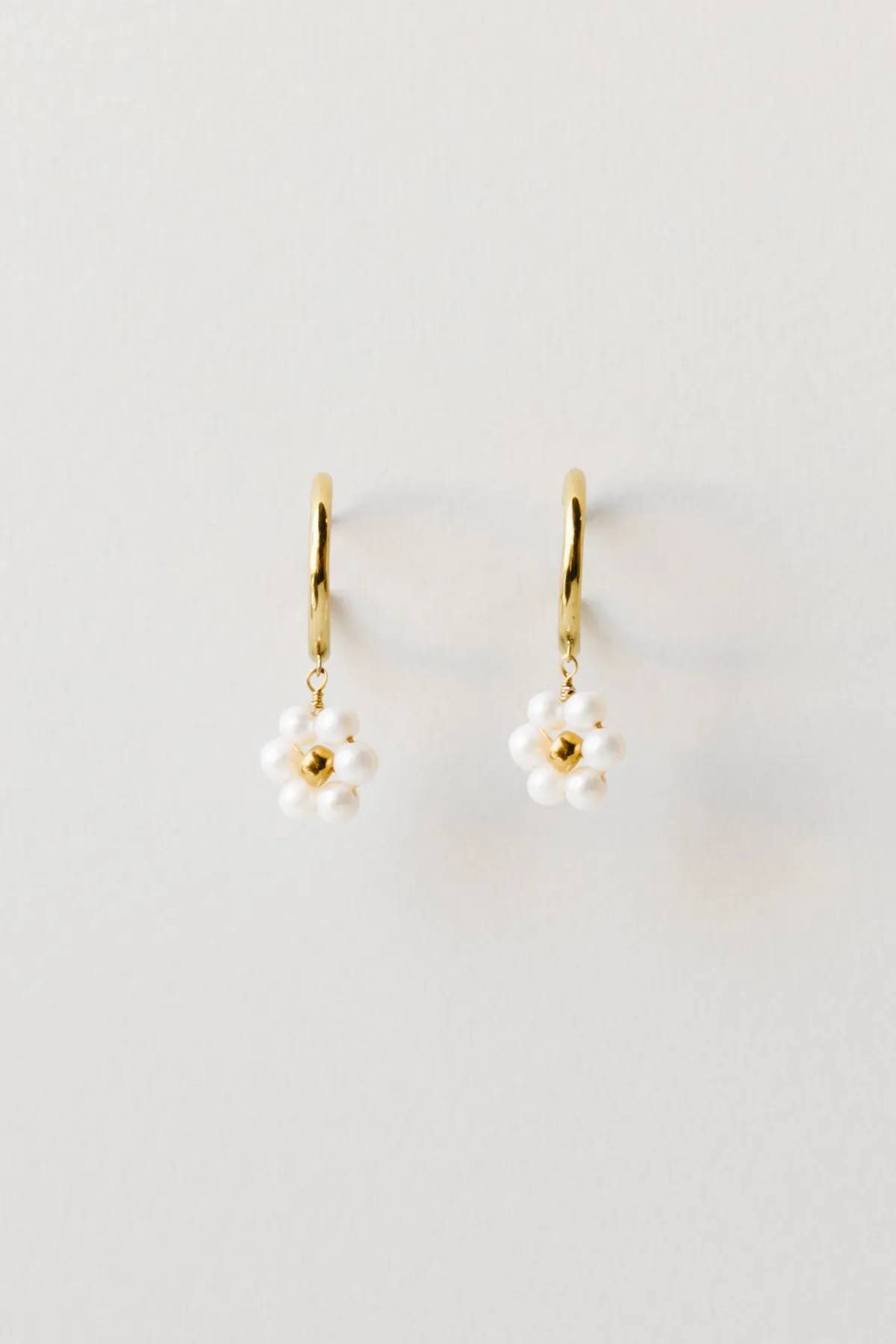 Pearl Daisy Hoops, Golden Brass sold by Naomi Murrell