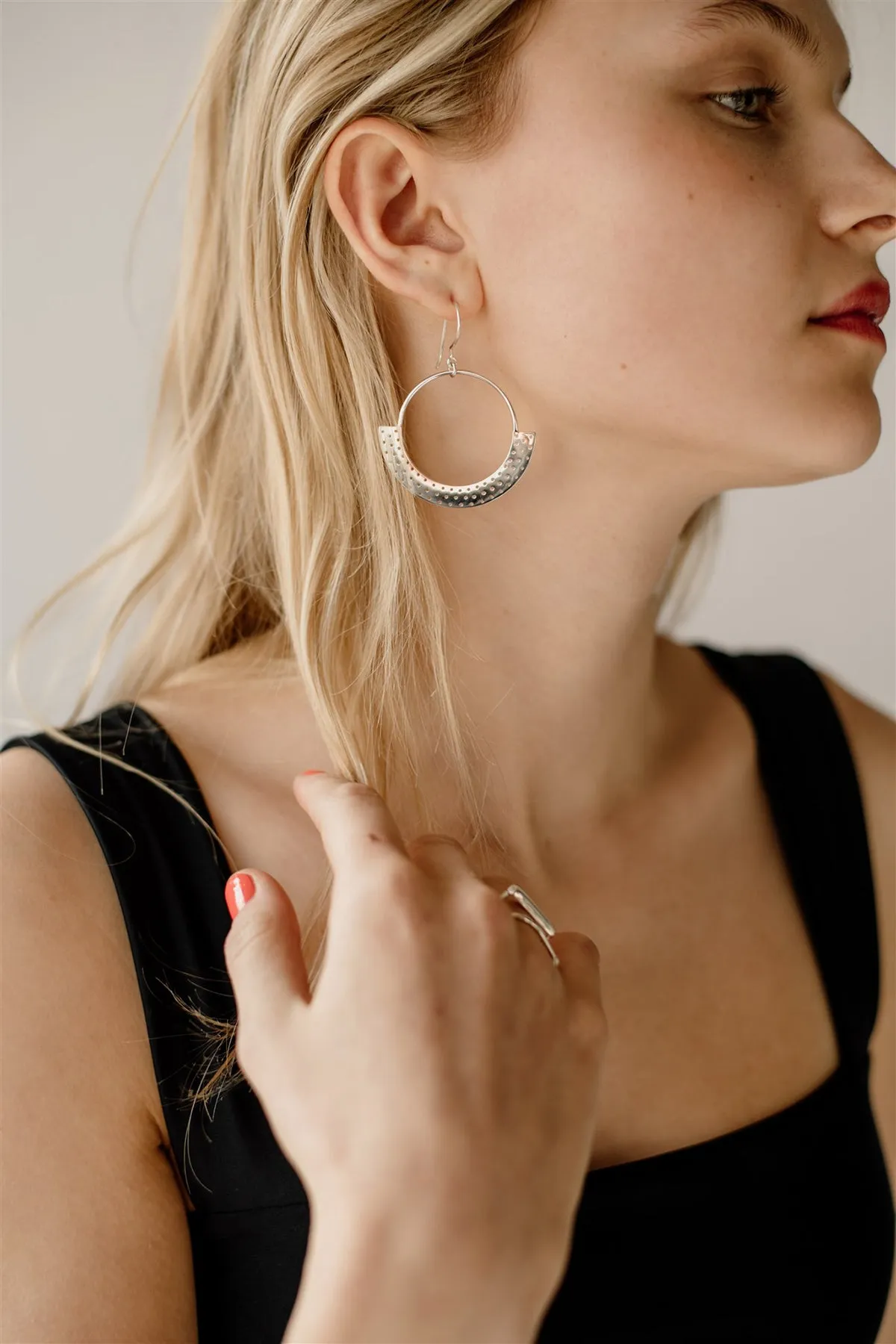Polka Dot Hoops, Sterling Silver sold by Naomi Murrell product image thumbnail 2