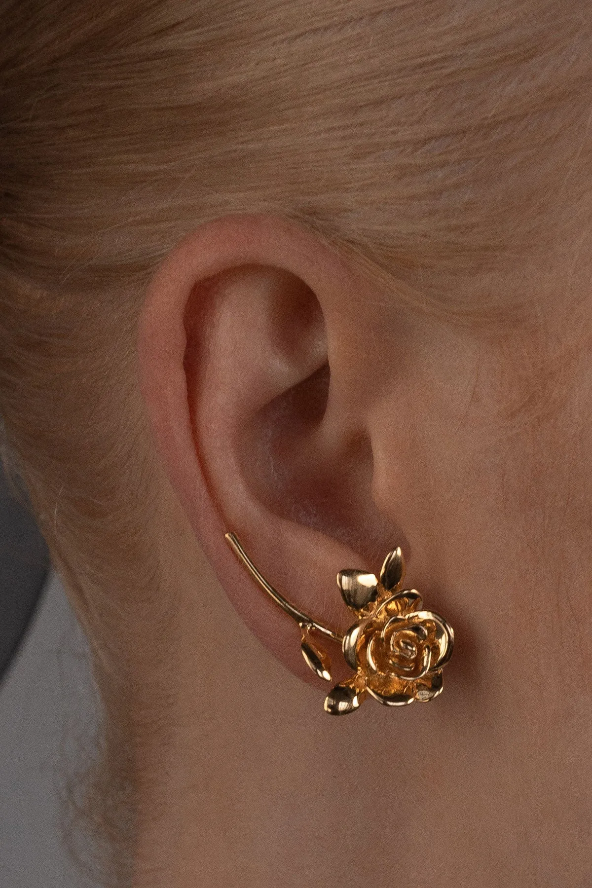 Rose Ear Climber Studs, Gold Vermeil sold by Naomi Murrell product image thumbnail 2
