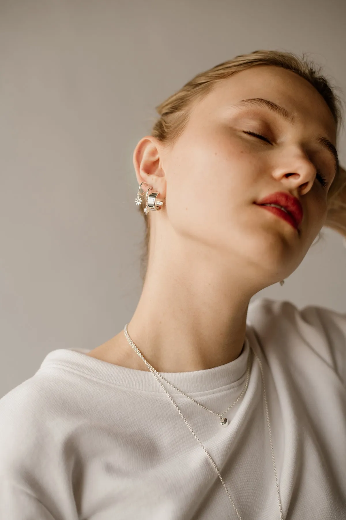 Daisy Charm Hoops, Sterling Silver sold by Naomi Murrell product image thumbnail 5