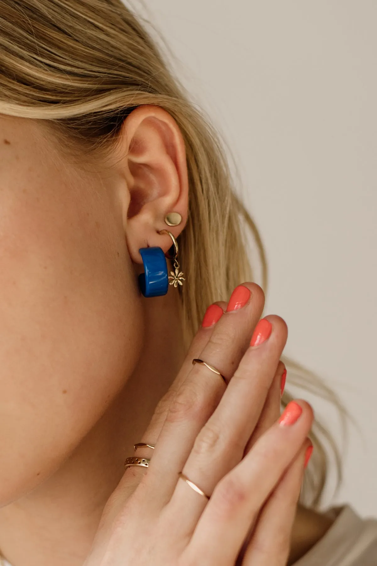 Daisy Charm Hoops, Gold Vermeil sold by Naomi Murrell product image thumbnail 3